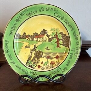 Antique St. Augustine Ware Staffordshire Pottery Kitschy Sentiment Plate England